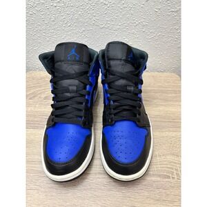 Nike Air Jordan 1 Mid Black Hyper Royal 554724-077 Size 8
